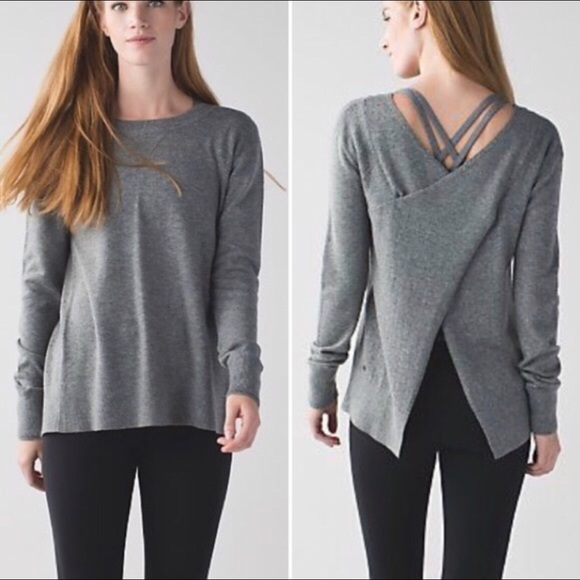 lululemon athletica Sweaters - Lululemon Sunset Savasana Gray Open Back Sweater